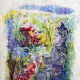 NEW Sunny Summer Garden 11 x 14 on Rice Paper Framed