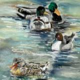 “Ducks all in a Row” 6x18 matted to 12x24 ,pastel on UArt archival paper. 