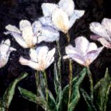 White Tulips at Night Oil on Panel SGH