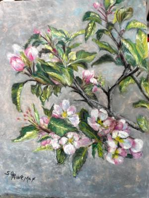 Wall Hugging Crabapple Blooms-Pastel Wall Hugging Crabapple Blooms-Pastel